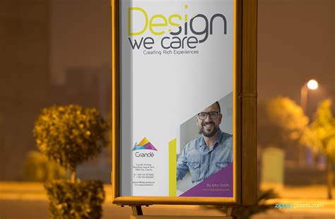 Free Advertisment Psd Mockup Of Outdoor Poster Zippypixels