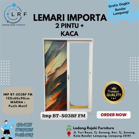 Jual Importa Lemari Pakaian Kaca 2 Pintu Warna Putih Motif Kota