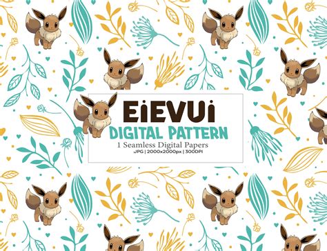 Eievui Pokemon Monster Paper Pattern Eevee Pikachu Seamless File