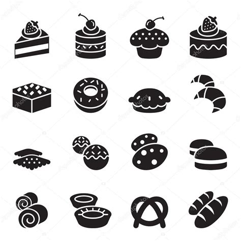 Iconos De Panadería Set Vector Ilustración 2024