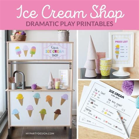 Ice Cream Shop Dramatic Play Set Pretend Play Ice Cream Etsy