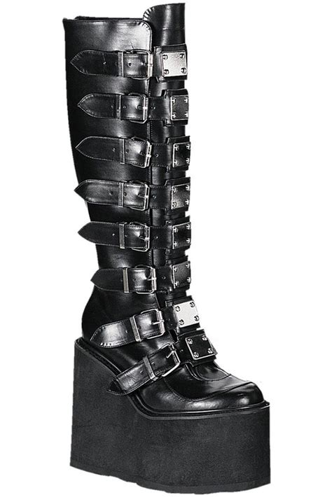 Demonia Swing 815 Goth Boots Black Vegan Leather In 2022 Goth Boots