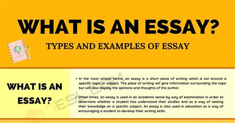 What Is An Essay Different Types Of Essays With Examples • 7esl