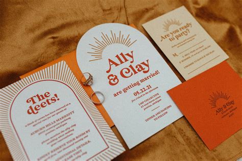 Vintage 70s Inspired Custom Letterpress Wedding Invitation Suite Artofit