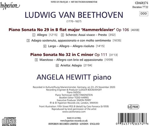 Angela Hewitt Beethoven Piano Sonatas Op 106 111 2022 Hi Res