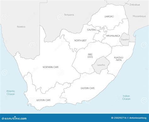 Vector Map Of South Africa With Provinces And Administrative Divisions