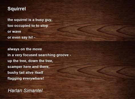 Squirrel Squirrel Poem By Harlan Simantel