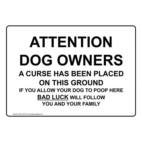 Attention Dog Owners No Dog Poop Sign NHE-16797 Pets / Pet Waste