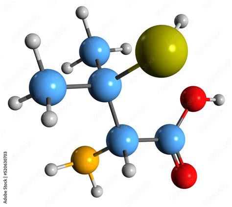 3D image of Penicillamine skeletal formula - molecular chemical structure of Wilson's disease ...