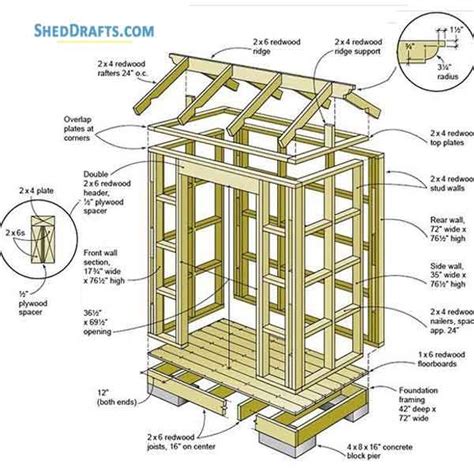 4Ã Â 6 Garden Tool Storage Shed Plans Blueprints For DIY Shed https ...