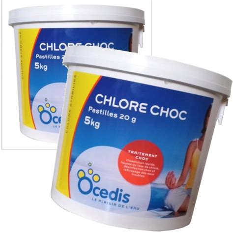 Océdis Chlore CHOC pastilles de 20g 5Kg lot de 2 Leroy Merlin