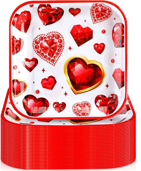 Amazon Ziliny 60 Pcs Valentine S Day Dessert Plates 7 Inch Square