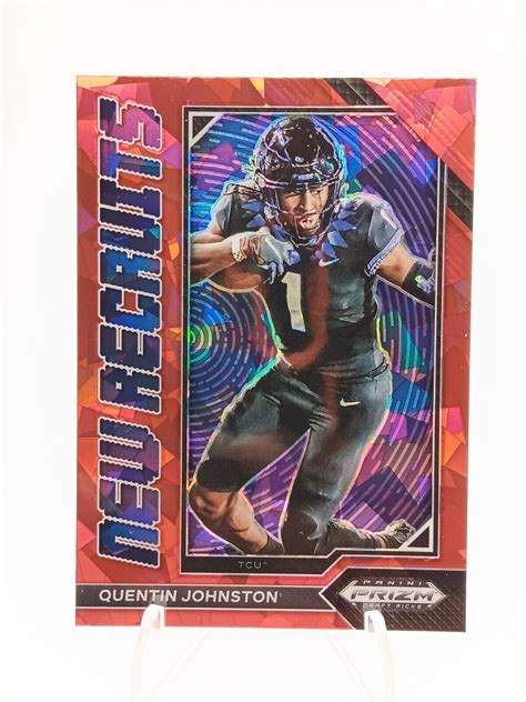 2023 Panini Prizm New Recruit Red Cracked Ice NR 6 Quentin Johnston