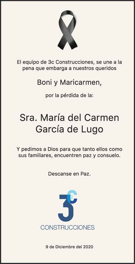 María del Carmen García Lugo Obituario Esquela