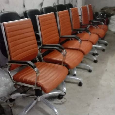 Mid Back Brown And Silver Revolving Executive Chairs For Office At Rs