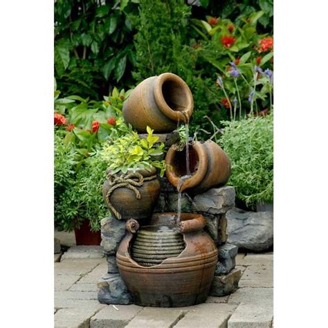 Jeco FCL055 Multi Pots Outdoor Water Fountain With Flower Pot Walmart