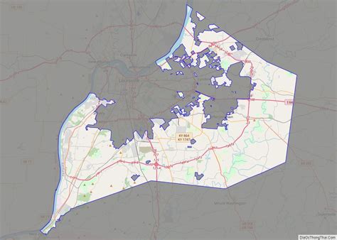 Map of Louisville/Jefferson County metro government (balance), Kentucky ...