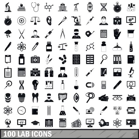 100 lab icons set, simple style 8859437 Vector Art at Vecteezy