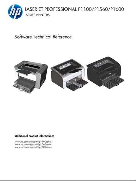 Hp Laserjet Professional P1560 Users Manual P1100/P1560/P1600 Series Printers Software Technical ...