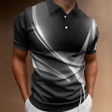 Camisa Pólo Masculino De Golfe Listras Impressas Casual Diariamente