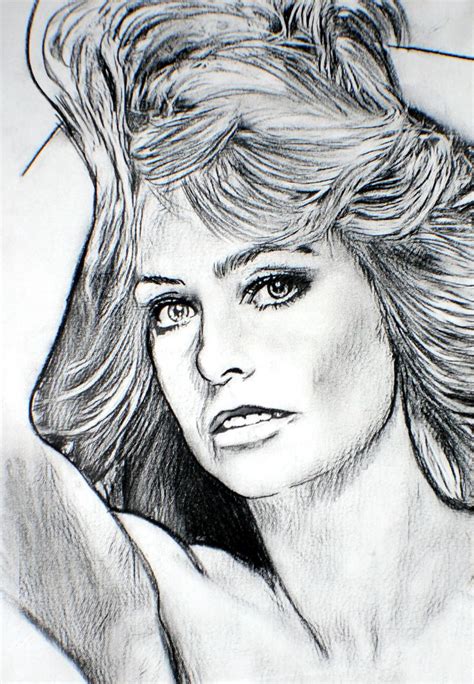 Farrah Fawcett | Drawings, Farrah fawcett, Line art drawings