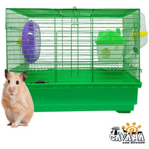 Gaiola Para Hamster Andares Verde Roda E Casinha Savana Pet