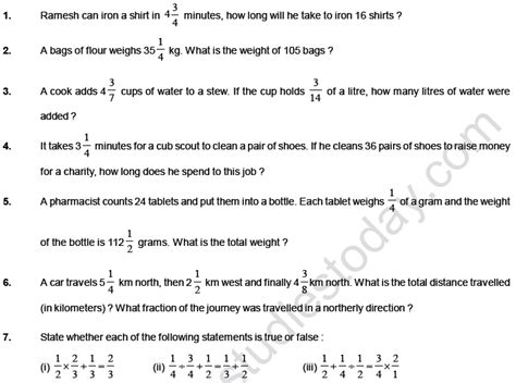 Cbse Class 7 Mathematics Fractions And Decimals Worksheet Set A