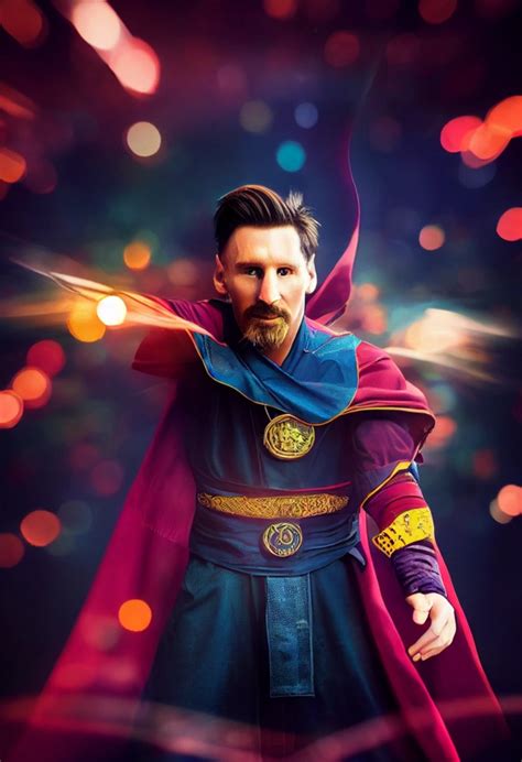 Lionel Messi As Marvels Doctor Strange Flying Full Midjourney