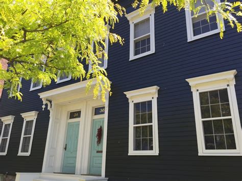 Dark Paint Colors for House Exteriors | House exterior blue, Navy house ...