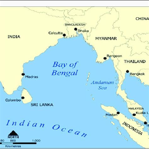 Map of Bay of Bengal showing location of Bangladesh. | Download ...