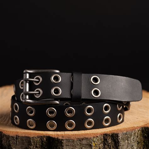 Black Grommet Belt Leather Belt With Double Grommets Made In Canada