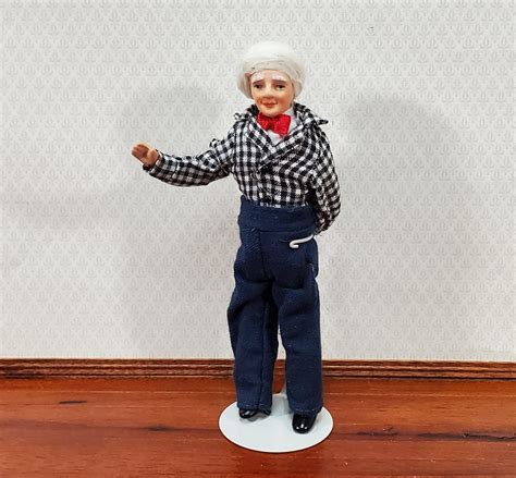 Dollhouse Grandpa Grandfather Porcelain Doll Poseable 1 12 Scale Miniature People Miniature Crush