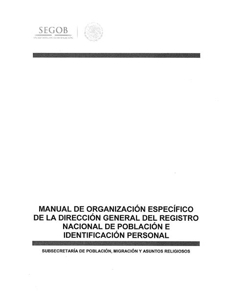 Manual DE Organización Específico DE LA Dirección General DEL Registro