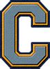 Presentation Alphabets: Columbia Blue, Gold & Navy Blue Varsity Letter C