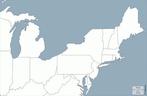 Eastern States Blank Map - Maplewebandpc | Northeast United States Map ...