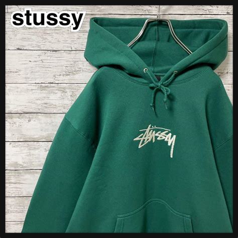 50％割引グリーン系xlll【希少！！】 【極美品】stÜssy ステューシー パーカー 刺繍 センターロゴ Xl パーカー トップス