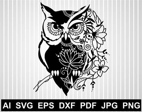 Mandala Owl Svg Zentangle Svg Free Vector Design Owl Etsy