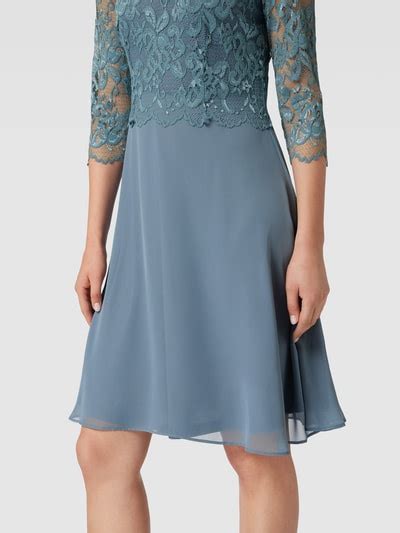 Vera Mont Kleid Mit Spitzenbesatz Rauchblau Online Kaufen