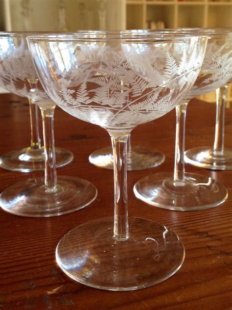 Six Champagne Saucers With Fern Engraved Decoration You Could Create A