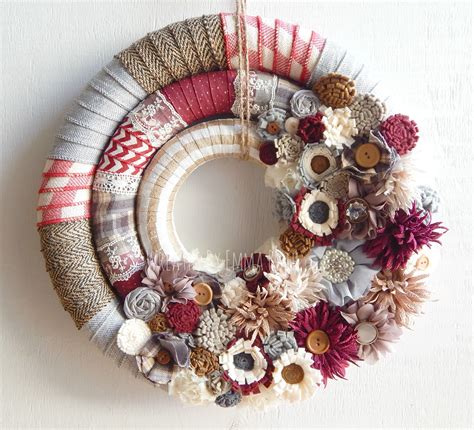 Triple Wrapped Wreath With Plaid And Herringbone Prints Made By