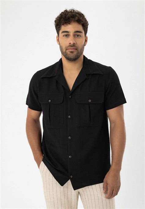 Dandalo Lapel Collar Short Sleeve Overhemd Black Zwart Zalando Nl