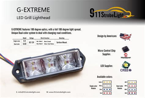 G Extreme Vehicle LED Strobe Warning Light 3w LED Slave Surface Mount