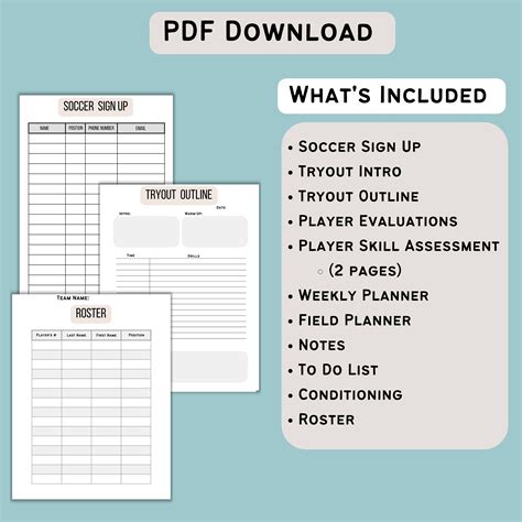 Soccer Tryout Planner Soccer Coach Planner Soccer Printable Planner Soccer Tryout Plan