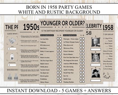 Th Birthday Party Games Printable Born In S Game Th