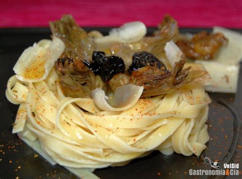 Receta De Tallarines Con Alcachofas Y Tomates Secos Confitados