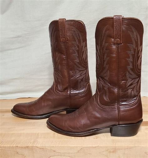 Lucchese Lonestar Calf Carson Cowboy Boots Mens 11 D Brown M1022r