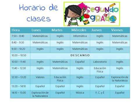 Instituto Juárez 2° Primaria Horario De Clases 2°