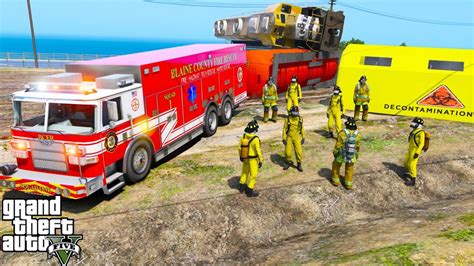 Gta 5 Firefighter Mod Hazmat Unit Responding To A Train Derailment