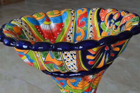 Talavera Mexican Pottery Bird Bath Etsy