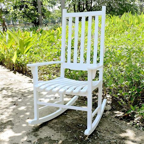 White Porch Rocker Rocking Chair Acacia Wood Outdoor Rocking Chairs